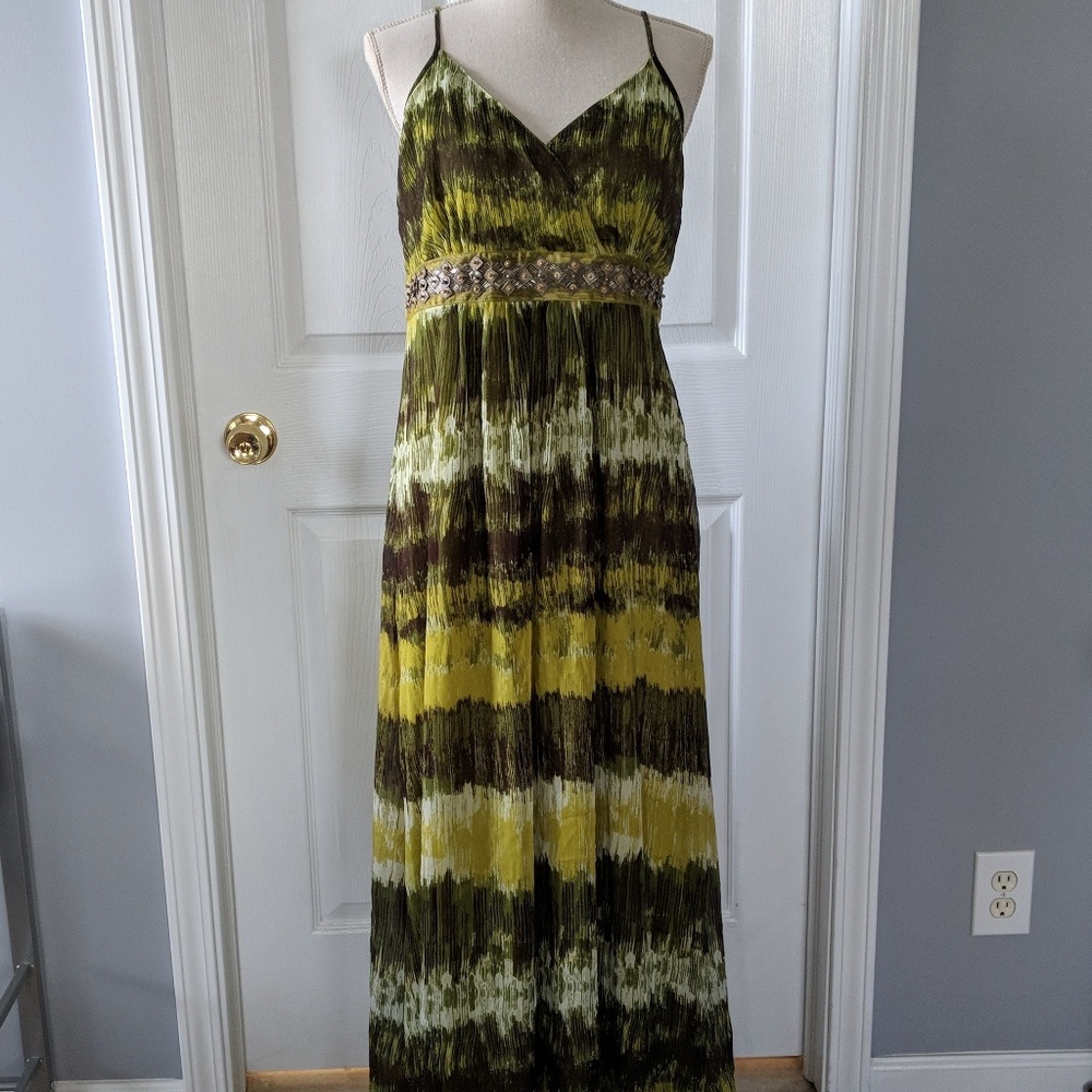 Maxi Dress with Gold Metallic Detailing